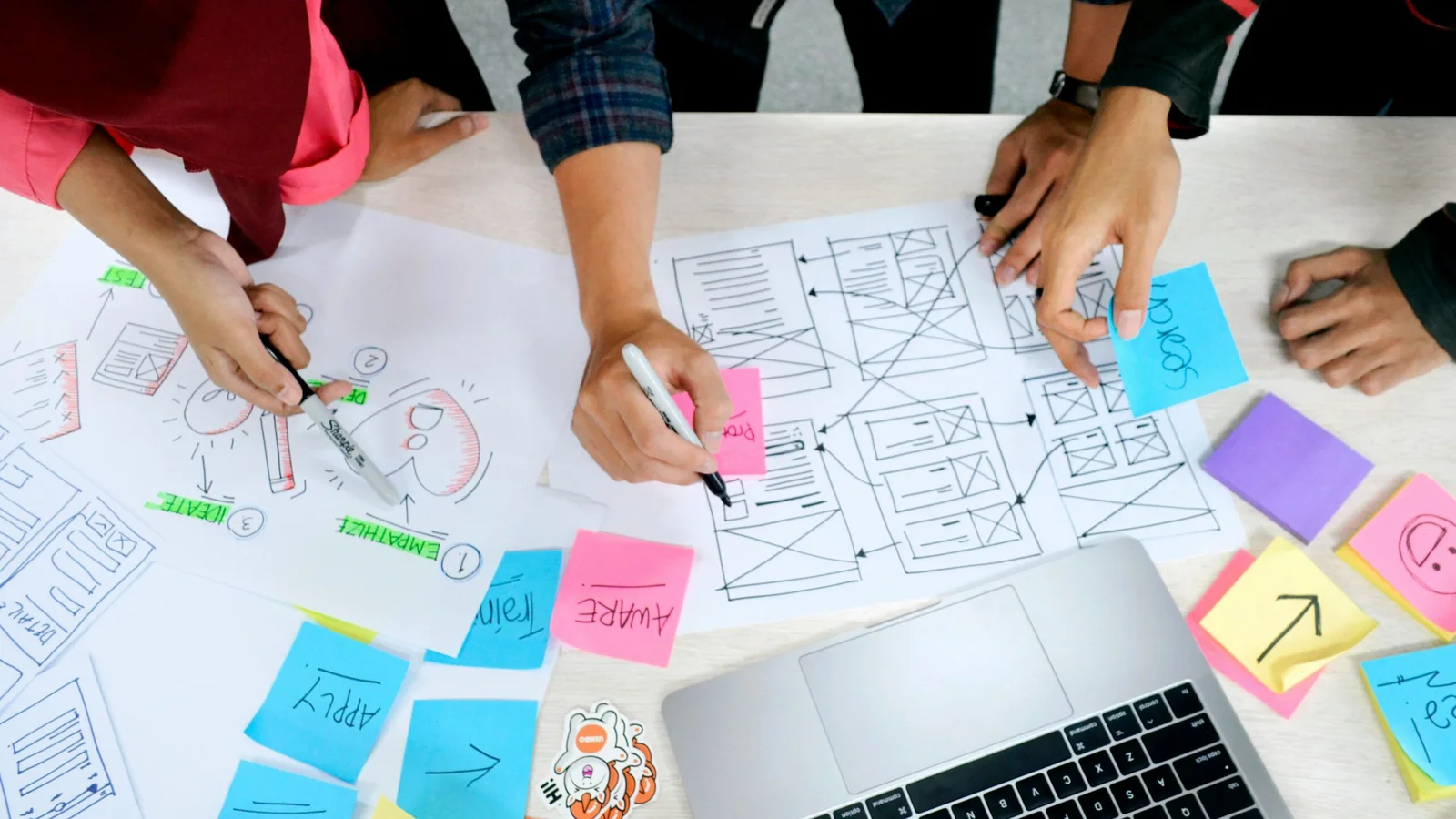 A team planning the structure and user experience of a web project