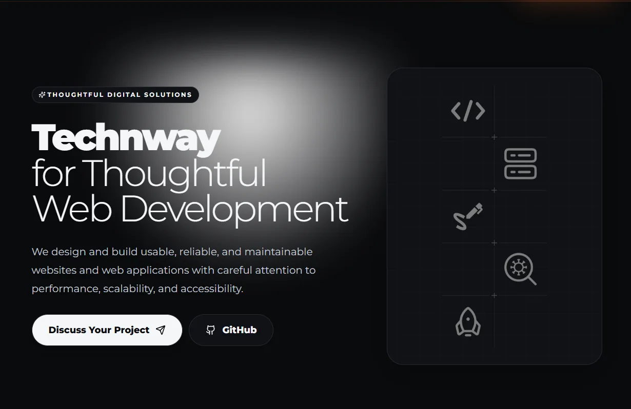 English LTR homepage for the Technway digital platform