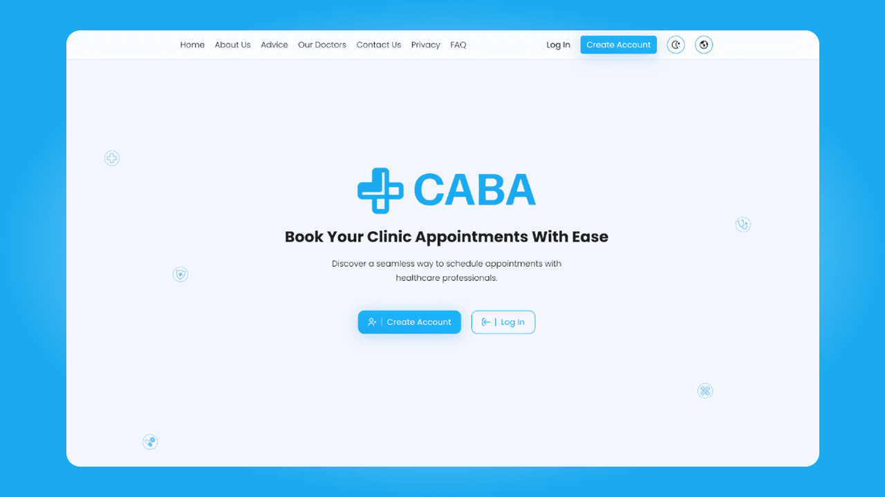 CABA clinic appointment platform showing doctor discovery, appointment booking, availability, and administration interfaces
