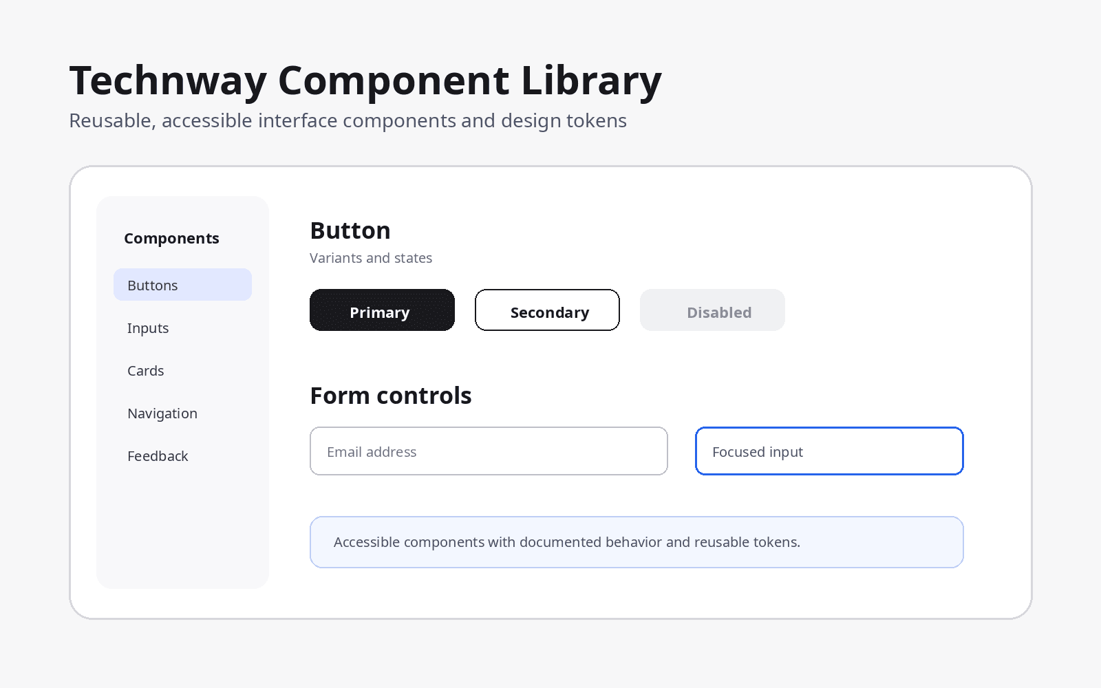 Preview of the Technway Component Library interface